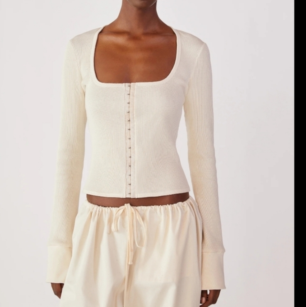 Orseund Iris White Hook-Eye Closure Cardigan